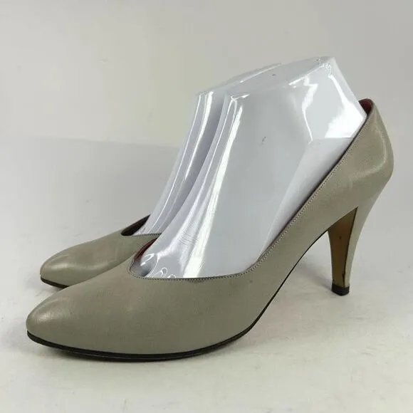 VTG YSL Yves Saint Laurent Women's Tan Sand Pumps US 8.5 M Heels Classic Shoes