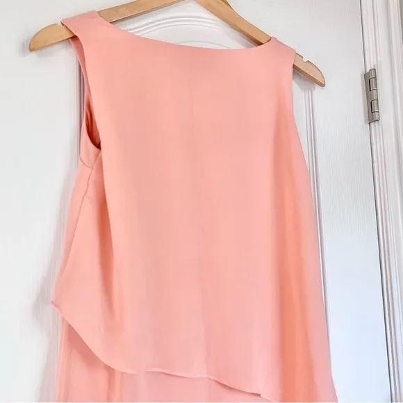 White House Black Market Asymmetric Tiered Dress in Bloom Pink / Peach