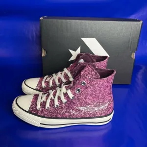 Wmns Converse Chuck Taylor All Star Hi Purple Glitter Shoe / A11137C / Size 7.5