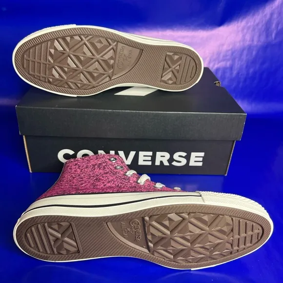 Wmns Converse Chuck Taylor All Star Hi Purple Glitter Shoe / A11137C / Size 7.5
