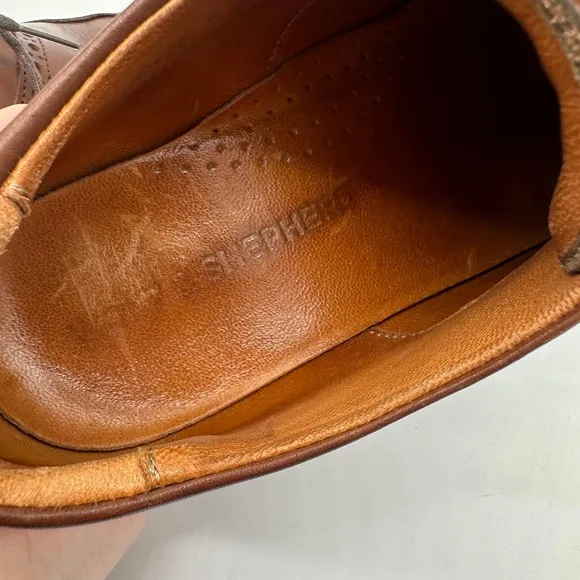 Wolf Shepherd Mens Oxford Dress Shoes 8 Brown Wing Tip Lace Up Italian Leather