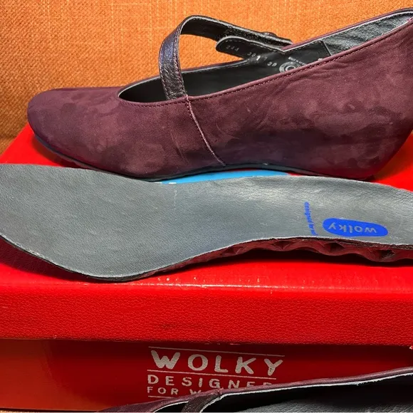 Wolky Eggplant Nubuck Mary Jane Shoes