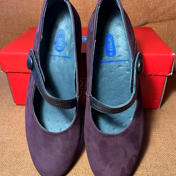 Wolky Eggplant Nubuck Mary Jane Shoes