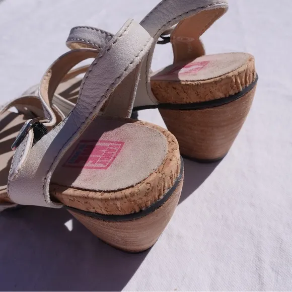 Wolky White Sandals with Strappy Design and Medium Heel