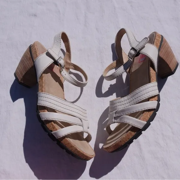 Wolky White Sandals with Strappy Design and Medium Heel