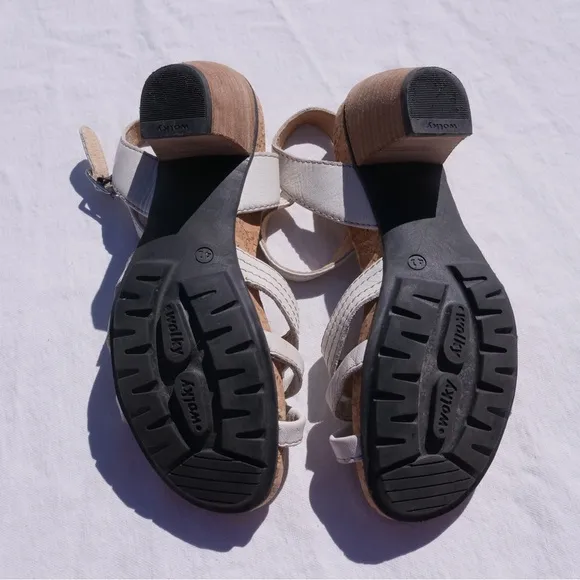 Wolky White Sandals with Strappy Design and Medium Heel