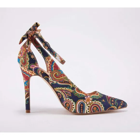 ✨Women Blue High Heels Bow Tie Back Sexy Stiletto Ankle Strap Wedding Dress Pump
