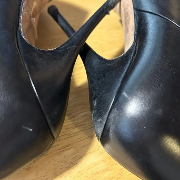 Women Gucci Black Nappa Steve Leather Stiletto Heel Platform Booties 36 US/6
