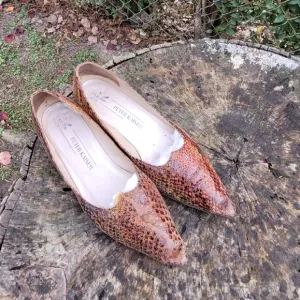 Women Vintage Multi colored Snakeskin Pointy Toe Shoes By Peter Kaiser Size 9/Wo