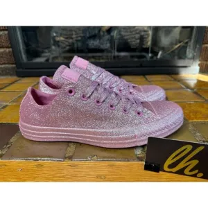 Women’s 9 Converse Chuck Taylor All Star OX Pink Glitter Shoes 162993C