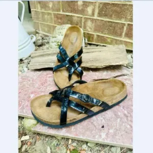 Womens Betula Birkenstock Vinja Sandals  9 US 40 EU Soft Footbed Black Strappy