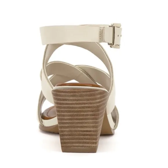 Women's Cream Block Heel Sandals