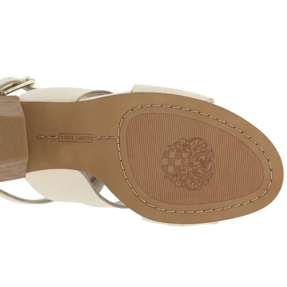 Women's Cream Block Heel Sandals
