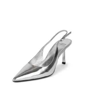 Womens Jeffrey Campbell Persona Slingback Pump Silver Pointy Kitten Heel New 8