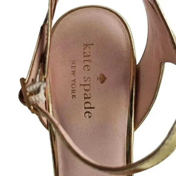 Women's - Kate Spade Gold and Silver Glitter Open Toe Heels, Size 9