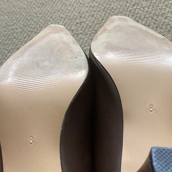 Women’s Kitten Heels Pumps Brown High Heel Shoes Size 8 Vegan Leather Work Pumps