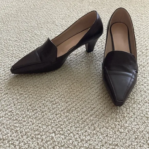 Women’s Kitten Heels Pumps Brown High Heel Shoes Size 8 Vegan Leather Work Pumps