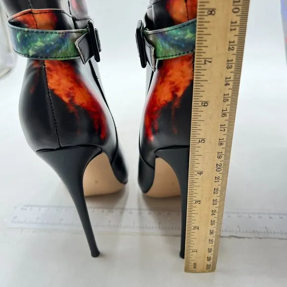 Women's Knee High Boots Pointed Toe Stiletto Buckle  Heeled Boots Black Red