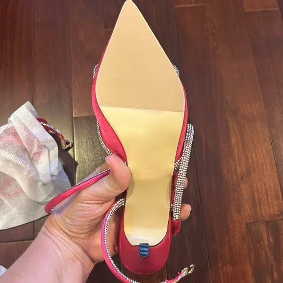 Women’s Lace Up Mid Heel Pink Rhinestone Ankle Pump