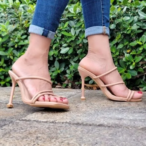 Women's Nude Square Toe Ring Sandals