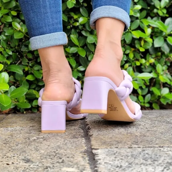 Women's Orchid Double Braided Square Toe Mule Low Heel Sandal