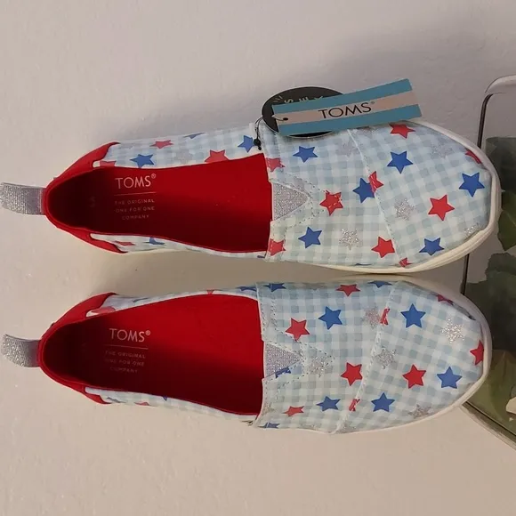 Womens Patriotic Toms Alpargata Glow in the Dark Stars
