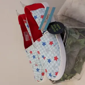 Womens Patriotic Toms Alpargata Glow in the Dark Stars