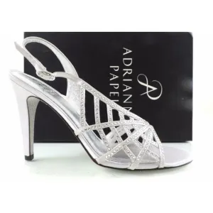 Women's Shoes Adrianna Papell Eliaza Dress Strappy Sandals Satin Silver Size 10