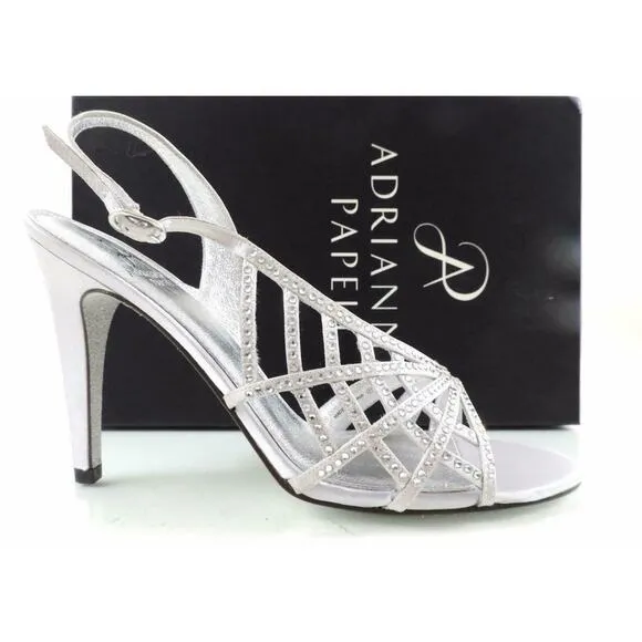 Women's Shoes Adrianna Papell Eliaza Dress Strappy Sandals Satin Silver Size 10