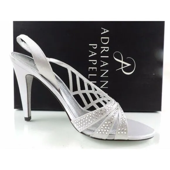 Women's Shoes Adrianna Papell Eliaza Dress Strappy Sandals Satin Silver Size 10