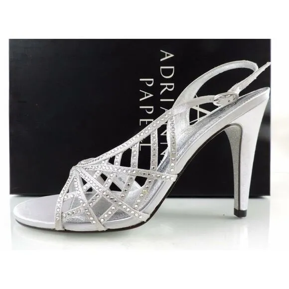 Women's Shoes Adrianna Papell Eliaza Dress Strappy Sandals Satin Silver Size 10