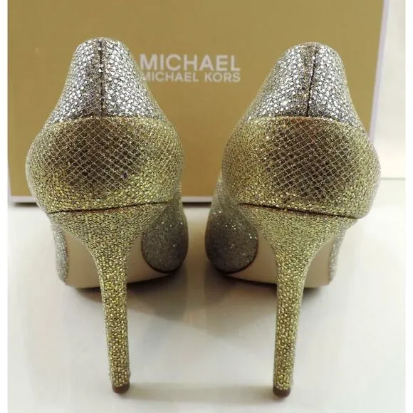 Women's Shoes Michael Kors Sinclair Pump Cap Toe Stiletto Heels Silver Size 7.5