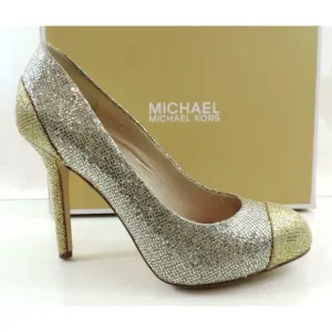 Women's Shoes Michael Kors Sinclair Pump Cap Toe Stiletto Heels Silver Size 7.5