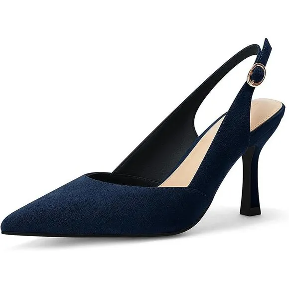 Women's Slingback Kitten Heels Closed Pointed Toe Wedding Party Dress Pumps Shoe