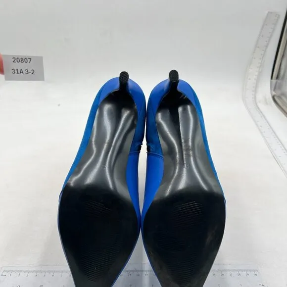 Womens Stiletto Heel Ankle Boots Pointed Toe Side Zipper Fall Winter Blue Boots