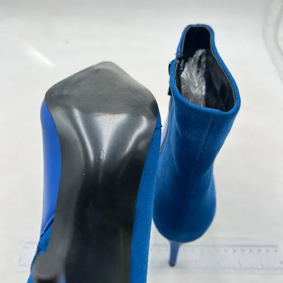 Womens Stiletto Heel Ankle Boots Pointed Toe Side Zipper Fall Winter Blue Boots