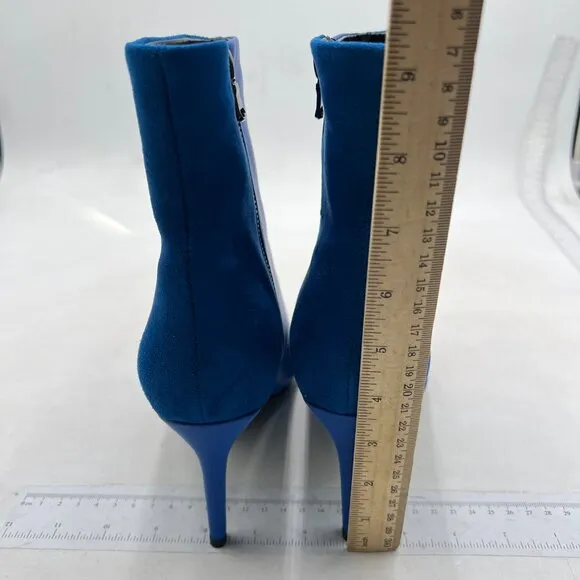 Womens Stiletto Heel Ankle Boots Pointed Toe Side Zipper Fall Winter Blue Boots