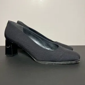 Womens STUART WEITZMAN Black Square Toe Block Heel Pumps / Size 7 Medium