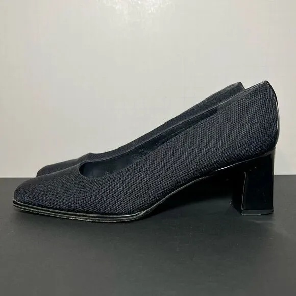 Womens STUART WEITZMAN Black Square Toe Block Heel Pumps / Size 7 Medium