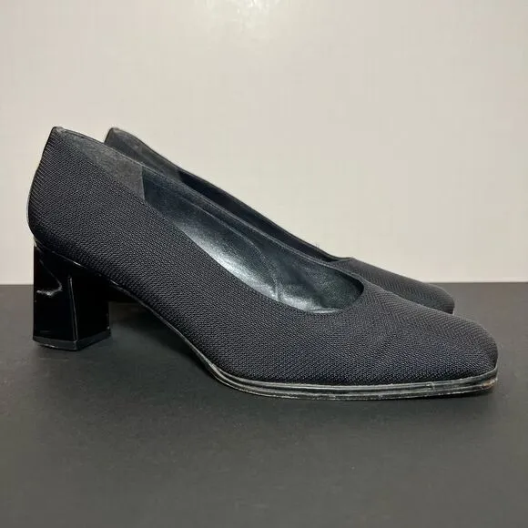Womens STUART WEITZMAN Black Square Toe Block Heel Pumps / Size 7 Medium