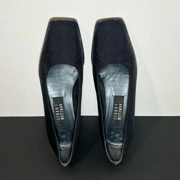 Womens STUART WEITZMAN Black Square Toe Block Heel Pumps / Size 7 Medium
