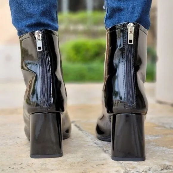 Women's Black PAT Ankle Square Toe Booties