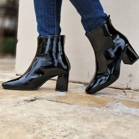Women's Black PAT Ankle Square Toe Booties