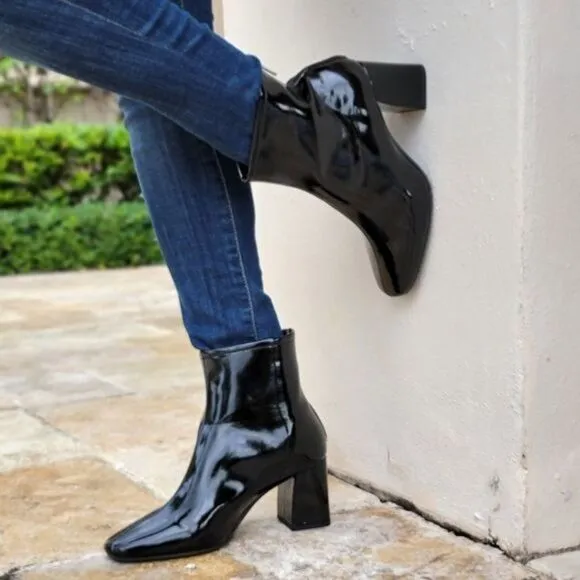 Women's Black PAT Ankle Square Toe Booties