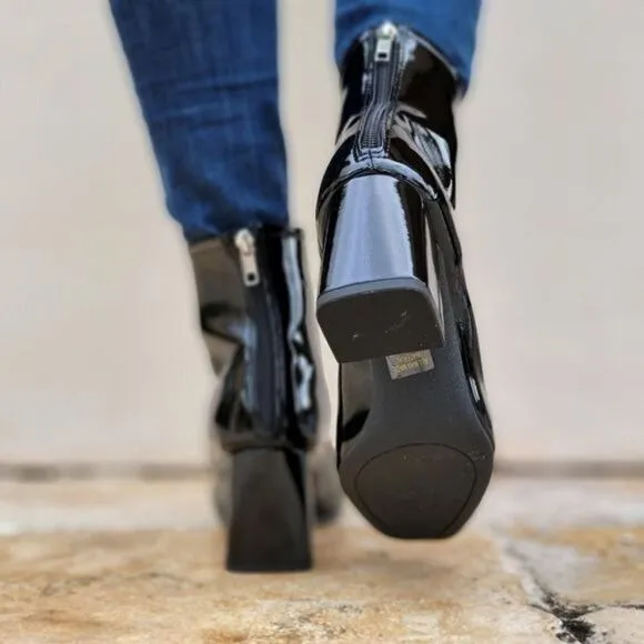 Women's Black PAT Ankle Square Toe Booties