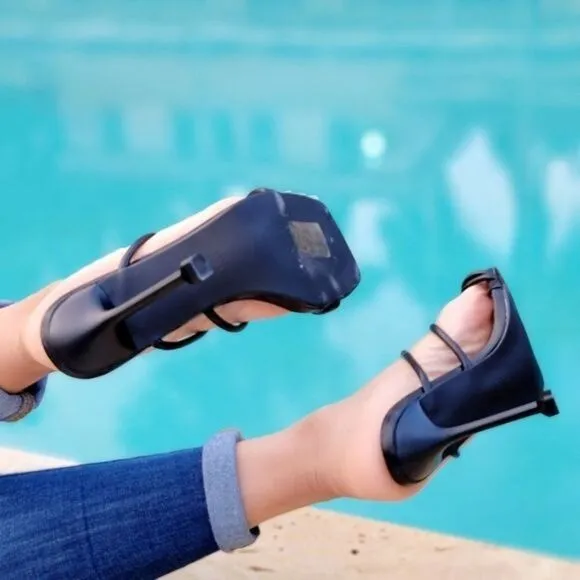 Women's Black Square Toe Ring Sandals