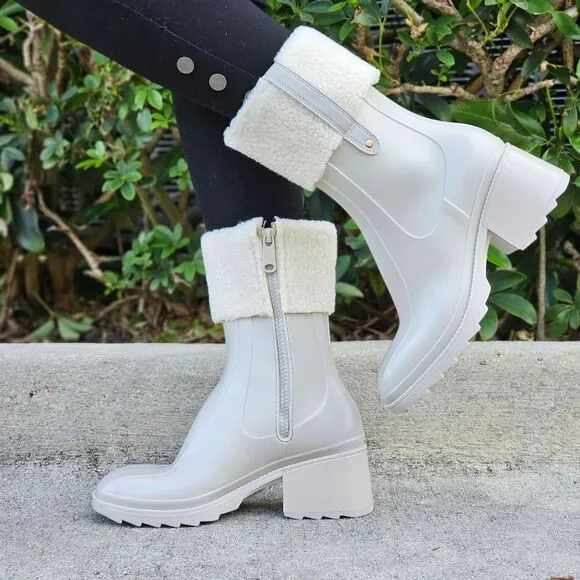 Women's Chunky Block Heel Ankle Boots Gray Color