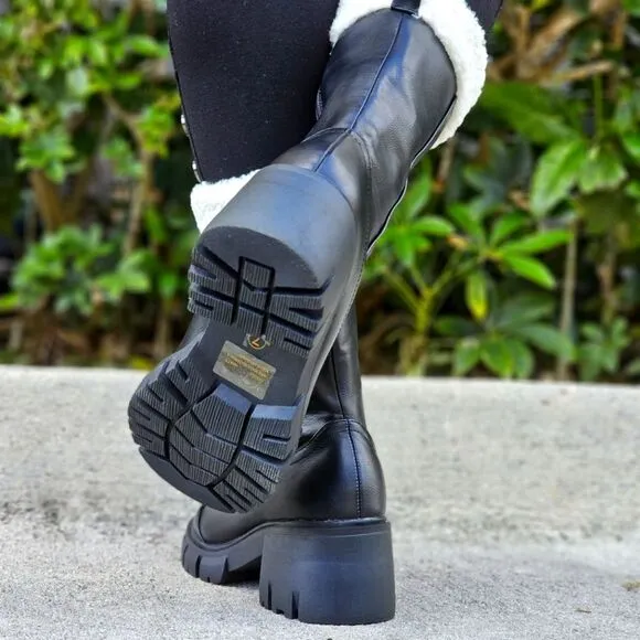 Women's Sherpa Faux Fur Ankle Boot Black Color