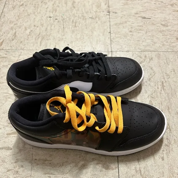 Yellow and black Jordan shoes