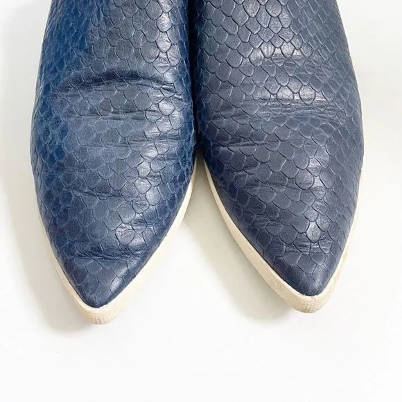 Yes or No Vision Quest Pointed Snakeskin Shoes Navy Blue Size 42 EU